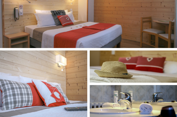 Chambre double 18m² à grand lit en 160 et salle de bain