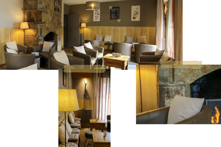 Salon avec cheminée cosy hotel aurelia saint lary soulan